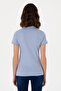 Women's Light Blue Basic Polo Neck T-Shirt 50305764 -Vr003 - 6
