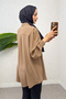 Stone Decorated Balloon Sleeve Shirt 2284 - Mink - 5