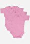 100% Organic Cotton 3-Piece Pink Short Sleeve Baby Bodysuit with Snap Fasteners
