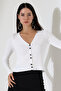 Women's Buttoned V-Neck Thin Cardigan - 4