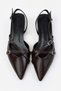 Jilly Brown Wrinkled Matte Buckle Detailed Short Heeled Women's Ballerinas - 9