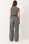 Women's Anthracite V-Neck Belted Wide Leg Jumpsuit with Pockets 90021 60283050 - 7