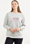 Printed Oversize Basic Sweatshirt - Gray - 2