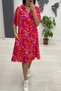 Women's Orange Shirt Collar Side Hidden Pocket Print Short Sleeve Dress
