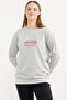 Printed Oversize Basic Sweatshirt - Gray - 4