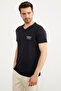 V-Neck Small Print Detailed T-Shirt - Black - 2