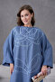 Women's Front Sequin Embroidered Loose Fit Long Linen Dress