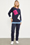 Colorful Pocket Detailed Tracksuit Set - Navy Blue - 3
