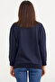 Printed Oversize Basic Sweatshirt - Navy Blue - 5