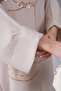Women's Front Sequin Embroidered Loose Fit Long Linen Dress - 5