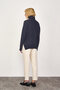 Women's Knitwear Sweater with Stand Collar - Navy Blue - 5