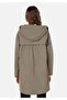 Regular Fit Hooded Zippered Lined Water Resistant Women's Green Coat - 3