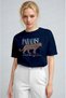 Women's Navy Blue Paradise Leopard Women's Short Sleeve Relax Fit Comfortable Cut Regular T-Shirt
