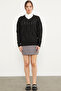 V-Neck Motif Knitwear Sweater - Black - 3