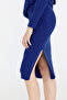 Rubber Knitted Women's Knitwear Skirt - Cobalt Blue - 3