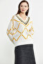 Jacquard Multi-Pattern Wool Knit Sweater - Bone - 3