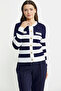 Double Color Block Transition White Knitwear Cardigan - 4