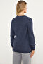 Honeycomb Knitted Buttoned Knitwear Cardigan - Navy Blue - 5
