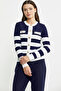 Double Color Block Transition White Knitwear Cardigan - 3