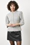 Sequined Zippered Knitwear Cardigan - Gray