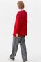 Women's Knitwear Jacket with V-Neck Pockets - Red - 5