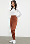 Comfortable Fit Fabric Trousers with Waist Detail - Brown - 5