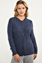 Honeycomb Knitted Buttoned Knitwear Cardigan - Navy Blue