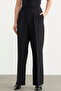 High Waist Pleated Palazzo Pants - Black - 2