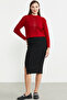 Hair Braid Motif Crop Wool Knitwear Sweater - Red - 3