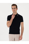 Navy Blue Slim Fit Buttoned Polo Neck Knitwear T-Shirt 50307314-Vr033