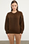 Princess Sleeve Knit Detailed Knitwear Sweater - Brown - 2