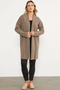 Plus Size Shawl Collar Wool Knitted Cardigan - Milky Coffee