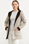 Woolen Knitwear Jacket with Pockets and Hood - Mink - Brown - 3