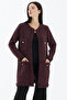 Crew Neck Lined Knitwear Jacket - Brown - Fuchsia - 2