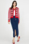 Knee-Length Buckle Knitwear Skirt - Navy Blue