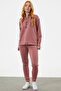 Stand Collar Comfortable Fit Tracksuit Set - Rose - 5