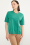 Crew Neck Short Sleeve Knitwear Sweater - Green - 2