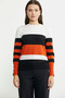 Block Striped Sleeve Button Detailed Knitwear Sweater - Black