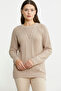 Casual Motif Wool Knitwear Sweater - Mink