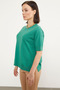 Crew Neck Short Sleeve Knitwear Sweater - Green - 4