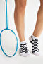 Bamboo Women's Black White Square Patterned Booties Seamless Premium Socks 3 Pack - 3