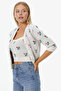 Floral Motif Crop Knitwear Set Bone - 5