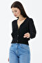 V-Neck Buttoned Hair Braided Knitwear Cardigan Black - 3