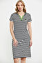 Marine Collar Detailed Combed Cotton Dress - Black - 3