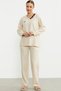 Beige Soft V-Neck Pajama Set
