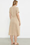 Linen Look Pocket Shirt Dress - Beige - 6