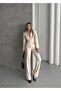 Women's Cream Belted Jacket Pants Suit - 2