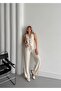 Women's Cream Tie-Detail Vest Pants Set - 2