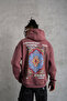 Men's 3 Thread Cotton Hooded Printed Sweatshirt with Pockets - Dusty Rose - 2