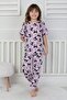 Girl 100% Cotton Single Jersey Combed Cotton Soft Fabric Anti-Perspirant Short-Sleeve Pajama Set